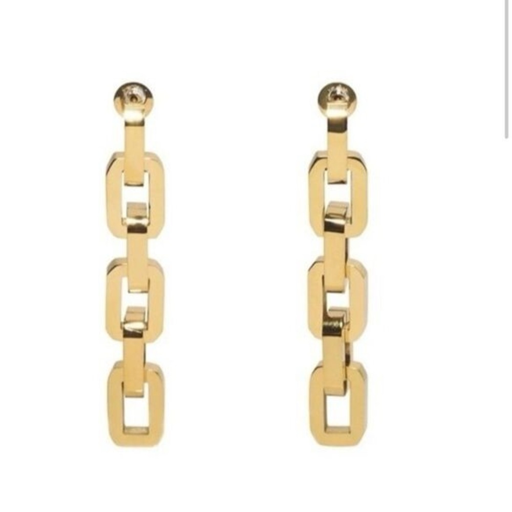 NEW Eddie Borgo Gold Supra Chain Link Post Earrings 2” Drop 12k Gold Vermeil - Picture 4 of 10